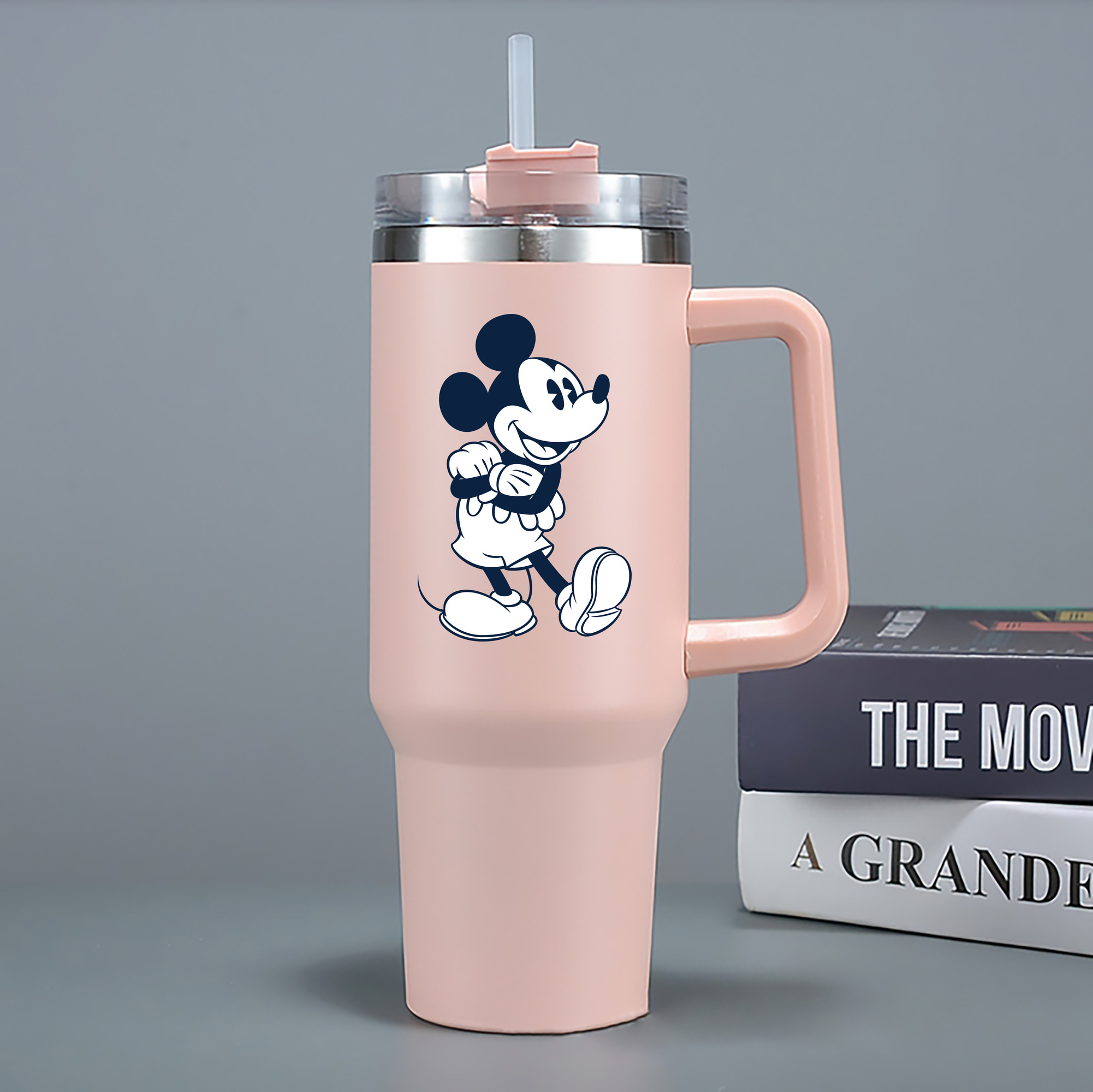 （画像用） ミッキーマウス Mickey Mouse 1200mL車用タンブラー - クリスタルステッカー（プラスチックストロー付き）
